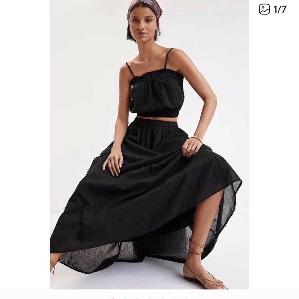 Anthropologie - Black Crop Top and Skirt Set